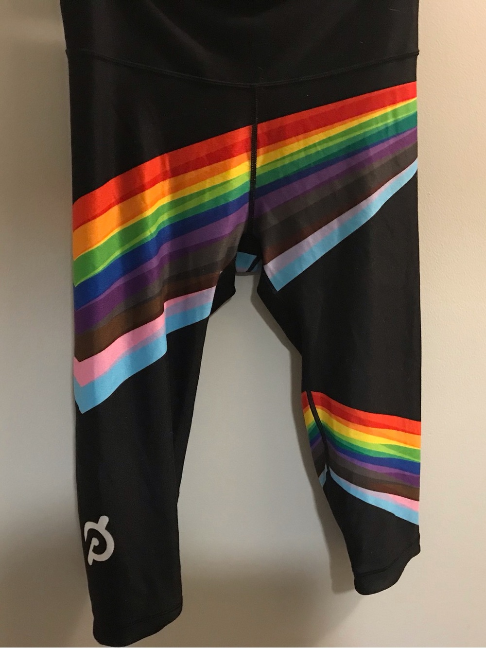 Peloton Black Leggings with Rainbow Stripe Accents